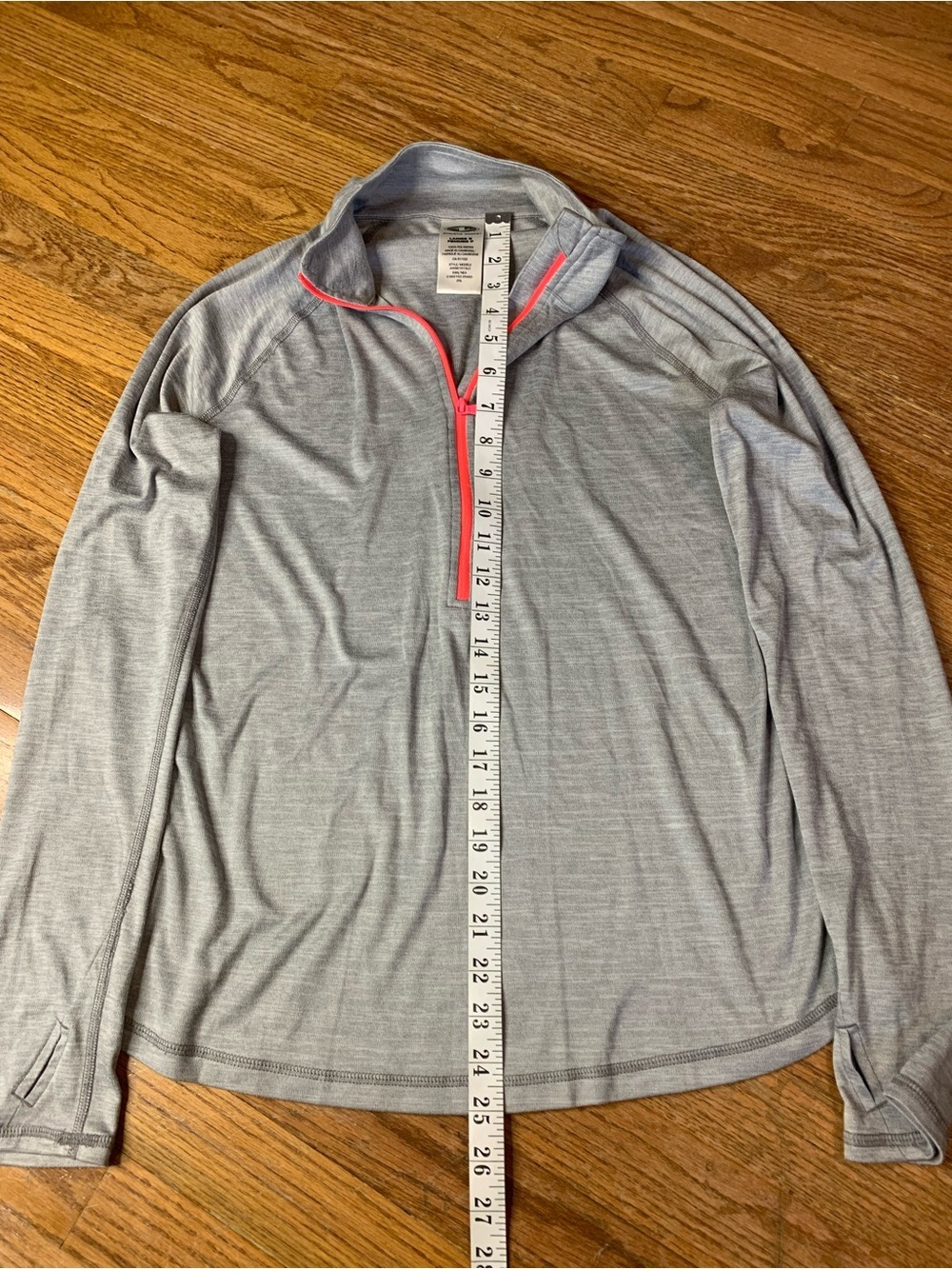 Athletic Works Grey 1/4 Zip Pullover Top Neon Coral Accent Women’s Size S - Picture 4 of 6